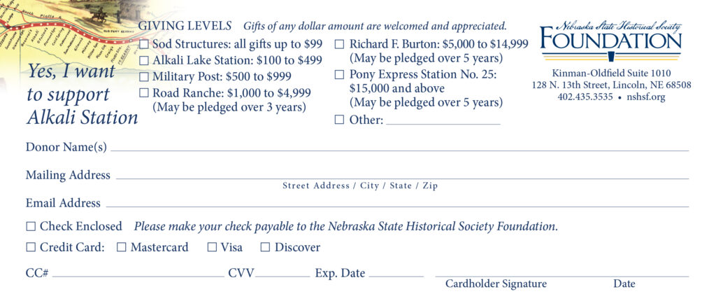 Alkali Station donation card